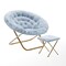 Emma and Oliver Ersa Oversize Folding Saucer Moon Chair and Ottoman for Dorm and Bedroom with Steel Frames